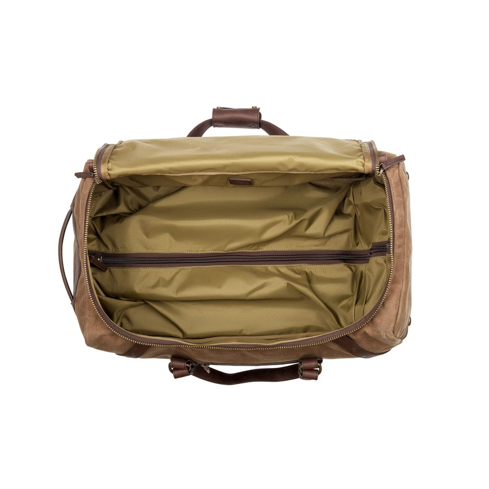Mission Mercantile Leather Goods | Campaign Waxed Canvas Medium Duffel Bag, Smoke / Vintage Camo