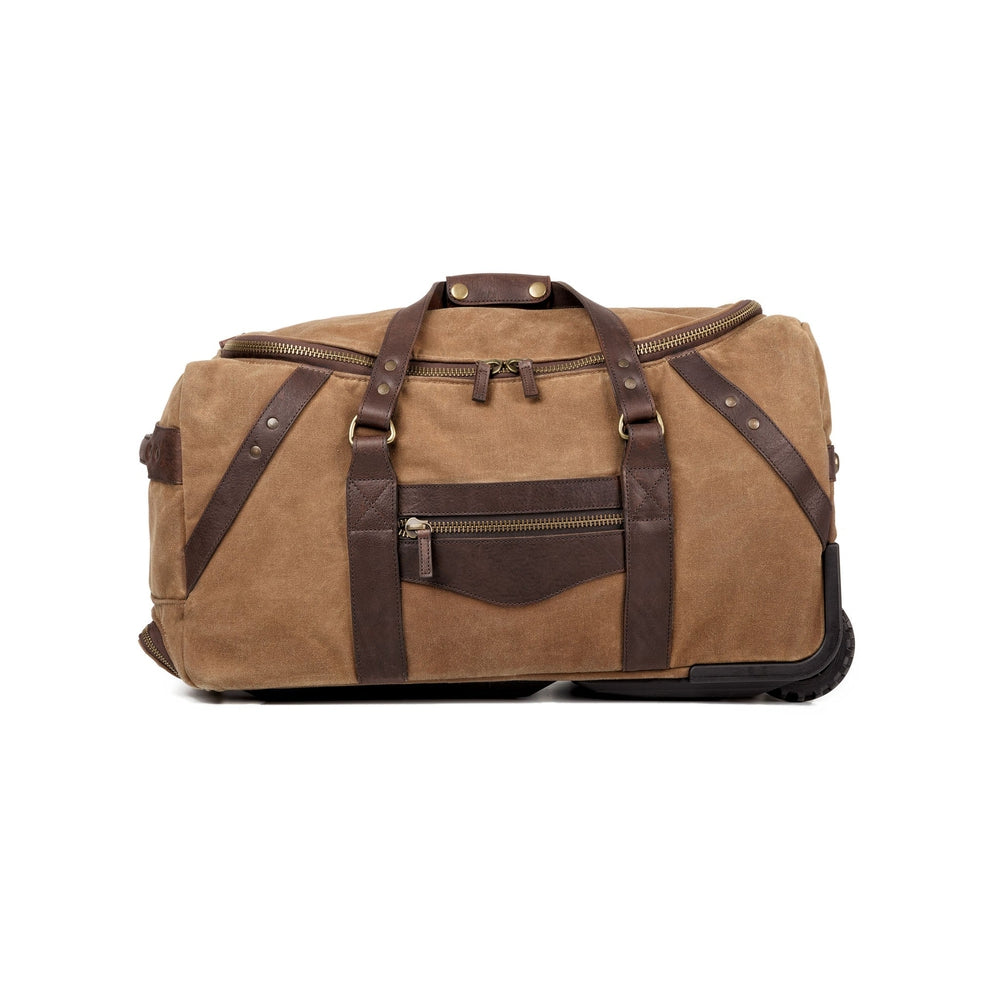 Campaign Waxed Canvas Rolling Carry-On Duffle Bag by Mission Mercantile Leather Goods
